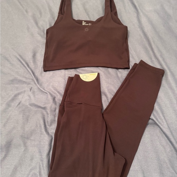 Offline by Aerie Brown Leggings and Crop Top Set - Picture 2 of 3